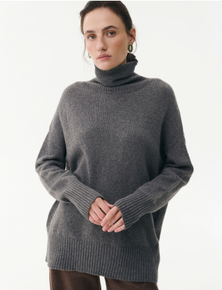 Картинка Светр oversize з високою горловиною сірий