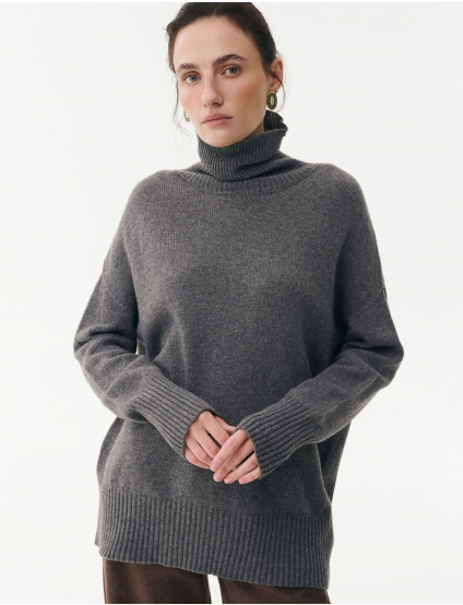 Картинка Светр oversize з високою горловиною сірий