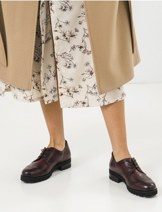 Картинка Жіночі бордові шкіряні туфлі