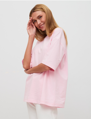 Картинка Жіноча рожева оверсайз футболка