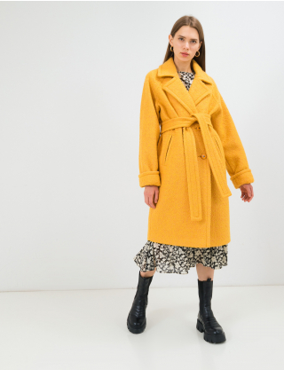 Картинка Жіноче жовте пальто з поясом