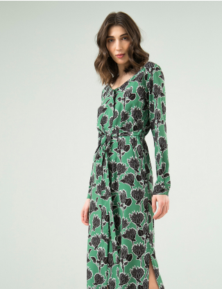 Картинка Зелена сукня з квітковим візерунком