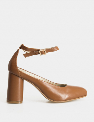 Картинка Жіночі світло-коричневі туфлі на підборах
