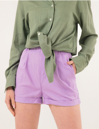 Картинка Жіночі фіолетові лляні шорти