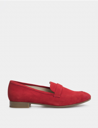 Картинка Жіночі червоні замшеві туфлі