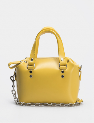 Картинка Жіноча жовта шкіряна сумка