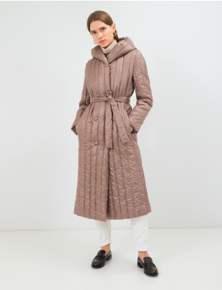 Картинка Жіноче світло-коричневе стьобане пальто