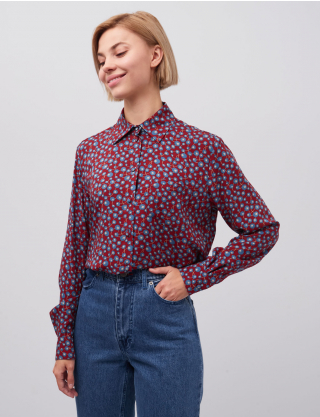 Картинка Бордова блуза з візерунком
