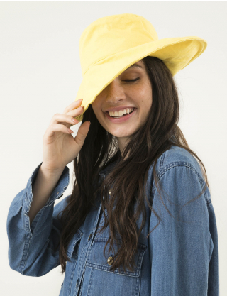 Картинка Жіночий жовтий лляний капелюх