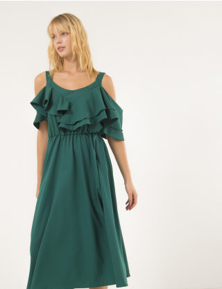 Картинка Зелена сукня з воланами