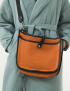 Картинка Жіноча помаранчева шкіряна сумка месенджер